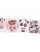 Nichiduta Set 6 pernute pentru patut cu panglici Happy Animals Pink
