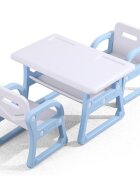 Nichiduta Set masuta de studiuactivitati cu 2 scaunelemargini rotunjitepolita de depozitareutilizare acasagradinite sau crese School Blue