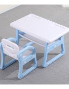 Nichiduta Set masuta de studiuactivitati cu 2 scaunelemargini rotunjitepolita de depozitareutilizare acasagradinite sau crese School Blue