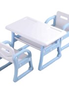 Nichiduta Set masuta de studiuactivitati cu 2 scaunelemargini rotunjitepolita de depozitareutilizare acasagradinite sau crese School Blue