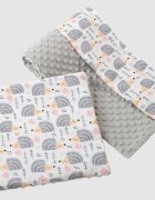 Nichiduta Set paturica 75x100 cm si perna 35x30 cm Minky Grey hedgehogs