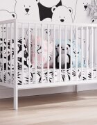 Nichiduta Set Patut din lemn 120x60 cm Dominic Alb + Saltea cu husa detasabila din microfibra 10 cm grosime Cocos Comfort +