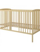 Nichiduta Set Patut din lemn pana la 4 ani cu somiera reglabila pe 3 nivele de inaltime 120x60 cm Grace Natur + Saltea cu husa detasabila din microfibra 12 cm grosime Cocos Comfort +