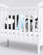 Nichiduta Set Patut din lemn Somn Usor Alb 120x60 cm pana la 4 ani inaltime saltea reglabila pe 3 nivele Margini rotunjite Vopsea nontoxica pe baza de apa + Saltea cocos 12 cm cu husa detasabila din microfibra