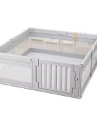 Nichiduta Tarc de joaca 120 x 180 cm cu cadru metalic pereti din plasa inaltime 65 cm cu poarta de acces covoras spuma cu doua fete 4 inele ajutatoare si 100 de bile incluse Playfence Grey