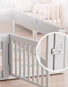 Nichiduta Tarc de joaca 120 x 180 cm cu cadru metalic pereti din plasa inaltime 65 cm cu poarta de acces covoras spuma cu doua fete 4 inele ajutatoare si 100 de bile incluse Playfence Grey