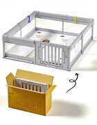 Nichiduta Tarc de joaca 120 x 180 cm cu cadru metalic pereti din plasa inaltime 65 cm cu poarta de acces covoras spuma cu doua fete 4 inele ajutatoare si 100 de bile incluse Playfence Grey