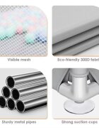 Nichiduta Tarc de joaca 120x120 cm Polar Grey cu cadru metalic pereti din plasa inaltime 65 cm acces cu fermoar covoras spuma cu doua fete 4 inele ajutatoare cu geanta de transport si 100 de bilute multicolore incluse