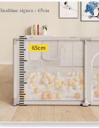 Nichiduta Tarc de joaca Forest Beige 150x180x65 cm cu cadru metalic pereti din plasa acces cu fermoar 4 inele ajutatoare covoras din spuma cu doua fete si 100 de bile incluse