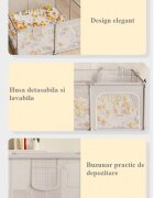 Nichiduta Tarc de joaca Forest Beige 150x180x65 cm cu cadru metalic pereti din plasa acces cu fermoar 4 inele ajutatoare covoras din spuma cu doua fete si 100 de bile incluse