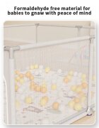 Nichiduta Tarc de joaca Forest Beige 200x200x65cm cadrul metalic pereti din plasa acces cu fermoar 4 inele ajutatoare covoras din spuma cu doua fete si 100 de bile incluse