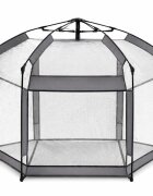 Nichiduta Tarc de joaca pentru copii Dark Grey 150 x 150 x 120 cm de interior exterior cadrul metalic pereti din plasa protectie solara covoras din spuma cu doua fete 4 inele ajutatoare si 100 bile incluse