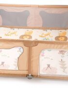 Nichiduta Tarc de joaca pentru copii dimensiune 180 x 200 cm cadru metalic si pereti din plasa acces cu fermoar cu 4 inele ajutatoare covoras din spuma cu doua fete si 100 de bile incluse Beige