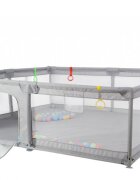 Nichiduta Tarc de joaca pentru copii Light Grey 200 x 200 x 64cm cadru metalic pereti din plasa covoras din spuma cu doua fete 4 inele ajutatoare si 100 bilute incluse