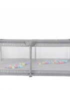 Nichiduta Tarc de joaca pentru copii Light Grey 200 x 200 x 64cm cadru metalic pereti din plasa covoras din spuma cu doua fete 4 inele ajutatoare si 100 bilute incluse