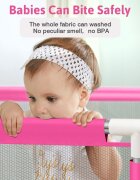 Nichiduta Tarc de joaca pentru copii Pink 180 x 200 x 73cm cadru metalic pereti din plasa poarta de acces covoras din spuma cu doua fete 4 inele ajutatoare si 100 bilute incluse