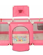 Nichiduta Tarc de joaca pentru copii Pink 180 x 200 x 73cm cadru metalic pereti din plasa poarta de acces covoras din spuma cu doua fete 4 inele ajutatoare si 100 bilute incluse
