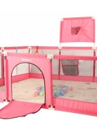 Nichiduta Tarc de joaca pentru copii Pink 180 x 200 x 73cm cadru metalic pereti din plasa poarta de acces covoras din spuma cu doua fete 4 inele ajutatoare si 100 bilute incluse