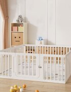 Nichiduta Tarc de joaca pentru copii Safe Play White 120 x 120 x 65 cm cu poarta de siguranta covoras si 100 bile incluse