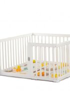Nichiduta Tarc de joaca pentru copii Safe Play White 120 x 120 x 65 cm cu poarta de siguranta covoras si 100 bile incluse