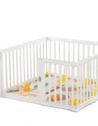 Nichiduta Tarc de joaca pentru copii Safe Play White 120 x 120 x 65 cm cu poarta de siguranta covoras si 100 bile incluse