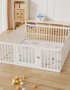 Nichiduta Tarc de joaca pentru copii Safe Play White 150 x 180 x 67cm cu poarta de siguranta covoras si 100 bile incluse