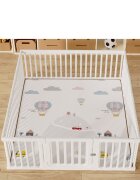 Nichiduta Tarc de joaca pentru copii Safe Play White 150 x 180 x 67cm cu poarta de siguranta covoras si 100 bile incluse