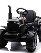 Nichiduta Tractor electric pentru copii Agriculture Black 12V 80W cu telecomanda pornire la buton Mp3 Usb si remorca detasabila