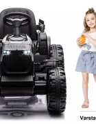 Nichiduta Tractor electric pentru copii Agriculture Black 12V 80W cu telecomanda pornire la buton Mp3 Usb si remorca detasabila