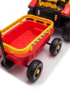 Nichiduta Tractor electric pentru copii Strong Power Red cu remorcatelecomanda 2.4Gacumulator 12V2 motoarex35w faruri cu lumini led functionaleslow startsuspensii2 motoare x 35w