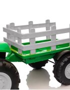 Nichiduta Tractor electric pentru copii Track Green 90W cu telecomanda 2.5G Acumulator 12V Remorca detasabila Centura siguranta Faruri cu lumini LED Suneteslot card Roti late din plastic rezistent cu aparatori noroi