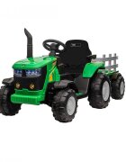 Nichiduta Tractor electric pentru copii Track Green 90W cu telecomanda 2.5G Acumulator 12V Remorca detasabila Centura siguranta Faruri cu lumini LED Suneteslot card Roti late din plastic rezistent cu aparatori noroi