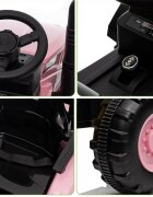Nichiduta Tractor electric pentru copii Track Pink 90W cu telecomanda 2.5G Acumulator 12V Remorca detasabila Centura siguranta Faruri cu lumini LED Suneteslot card Roti late din plastic rezistent cu aparatori noroi