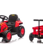 Nichiduta Tractor electric pentru copii Truck Rosu cu remorcatelecomanda 2.4G cu 3 vitezeacumulator 12V2 motoarex35wfaruri cu lumini led functionaleslow startsuspensii punte spate