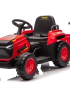 Nichiduta Tractor electric pentru copii Truck Rosu cu remorcatelecomanda 2.4G cu 3 vitezeacumulator 12V2 motoarex35wfaruri cu lumini led functionaleslow startsuspensii punte spate
