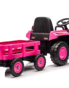Nichiduta Tractor electric pentru copii Truck Roz cu remorcatelecomanda 2.4G cu 3 vitezeacumulator 12V2 motoarex35wfaruri cu lumini led functionaleslow startsuspensii punte spate