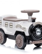 Nichiduta Trenulet fara pedale pentru copii Vintage Train White cu spatiu de depozitare sub scaun recomandat copiilor peste 2 ani