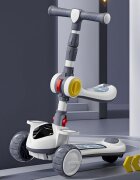 Nichiduta Trotineta multifunctionala 4 in 1 pentru copii Khaki pliabila roti pivotante 360 lumini si muzica sezut rabatabil ghidon reglabil pe inaltime maner parinte reglabil pliere rapida
