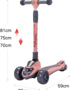 Nichiduta Trotineta pentru copii pink pliabila cu ghidon reglabil manerele ergonomice muzica roti silentioase din PU cu lumini LED dimensiune 29 x 59 x 81 cm