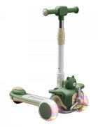 Nichiduta Trotineta pentru copii pliabila cu Muzica si roti silentioase din PU cu lumini Led ghidon reglabil pe inaltime manere ergonomice elice rotativa dimensiune 59 x 30 x 73 cm Green Bear