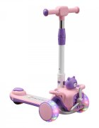 Nichiduta Trotineta pentru copii pliabila cu Muzica si roti silentioase din PU cu lumini Led ghidon reglabil pe inaltime manere ergonomice elice rotativa dimensiune 59 x 30 x 73 cm Purple Bear