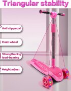 Nichiduta Trotineta pentru copii ScootRide Pink cu 3 roti ghidon reglabil si roti luminoase inaltime reglabila dimensiune 73 x 34 x 36 cm