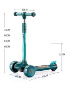 Nichiduta Trotineta pliabila pentru copii Dino green manere ergonomice ghidon reglabil frana pe roata din spate roti silentioase din PU cu lumini