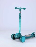 Nichiduta Trotineta pliabila pentru copii Dino green manere ergonomice ghidon reglabil frana pe roata din spate roti silentioase din PU cu lumini