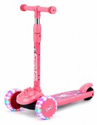 Nichiduta Trotineta pliabila pentru copii Dino pink manere ergonomice ghidon reglabil frana pe roata din spate roti silentioase din PU cu lumini