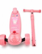 Nichiduta Trotineta pliabila pentru copii Dino pink manere ergonomice ghidon reglabil frana pe roata din spate roti silentioase din PU cu lumini