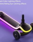 Nichiduta Trotineta pliabila pentru copii Magic Ride Black cu lumini LED ghidon reglabil pe inaltime manere ergonomice frana pe roata din spate roti silentioase dimensiune 60 x 84 cm