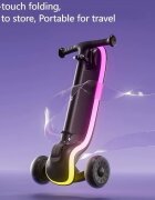Nichiduta Trotineta pliabila pentru copii Magic Ride Black cu lumini LED ghidon reglabil pe inaltime manere ergonomice frana pe roata din spate roti silentioase dimensiune 60 x 84 cm
