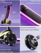 Nichiduta Trotineta pliabila pentru copii Magic Ride Black cu lumini LED ghidon reglabil pe inaltime manere ergonomice frana pe roata din spate roti silentioase dimensiune 60 x 84 cm