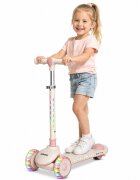 Nichiduta Trotineta pliabila pentru copii Rainbow Rider Pink cu functii muzicale si lumini LED ghidon reglabil manere ergonomice frana pe roata din spate dimensiune 60 x 84 cm